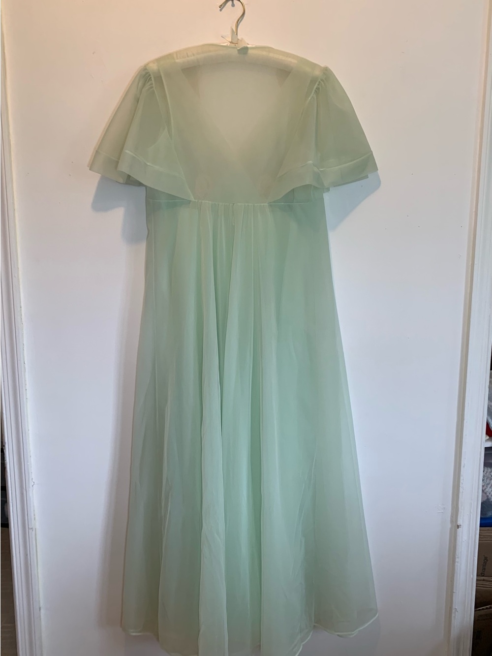 Vintage 70’s Shadowline Peignoir Set Sheer Chiffon Nightgown & Robe - Picture 7 of 14